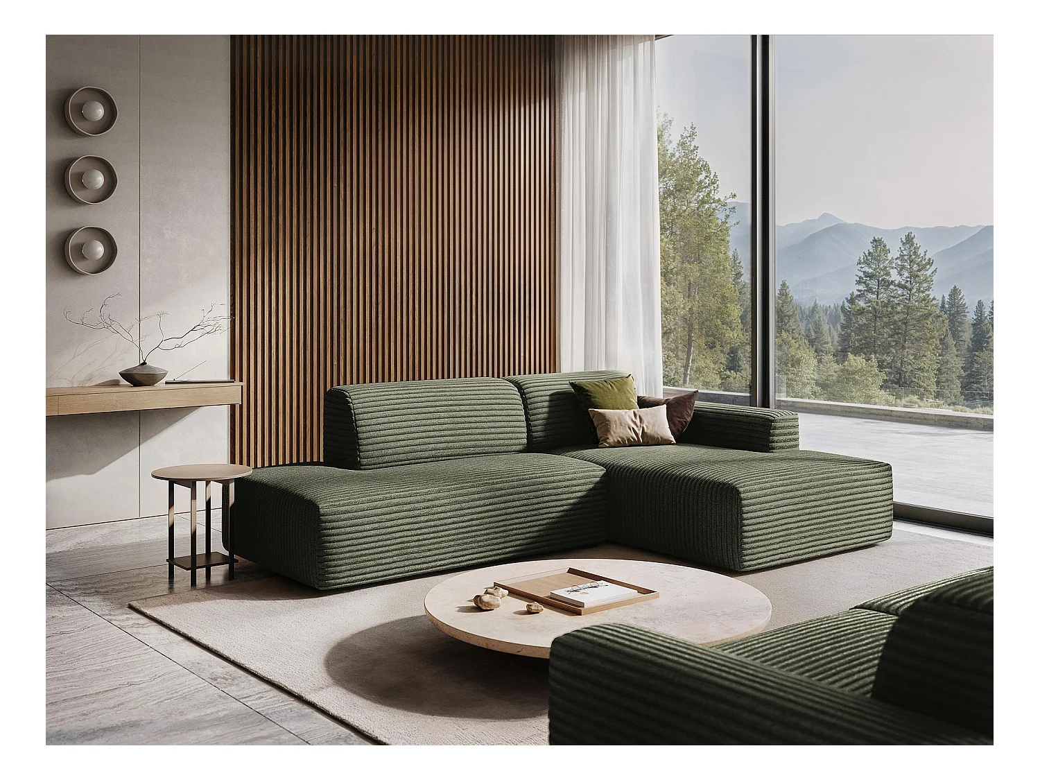 Modulaire hoekbank rechts van lavendel velours - KELI