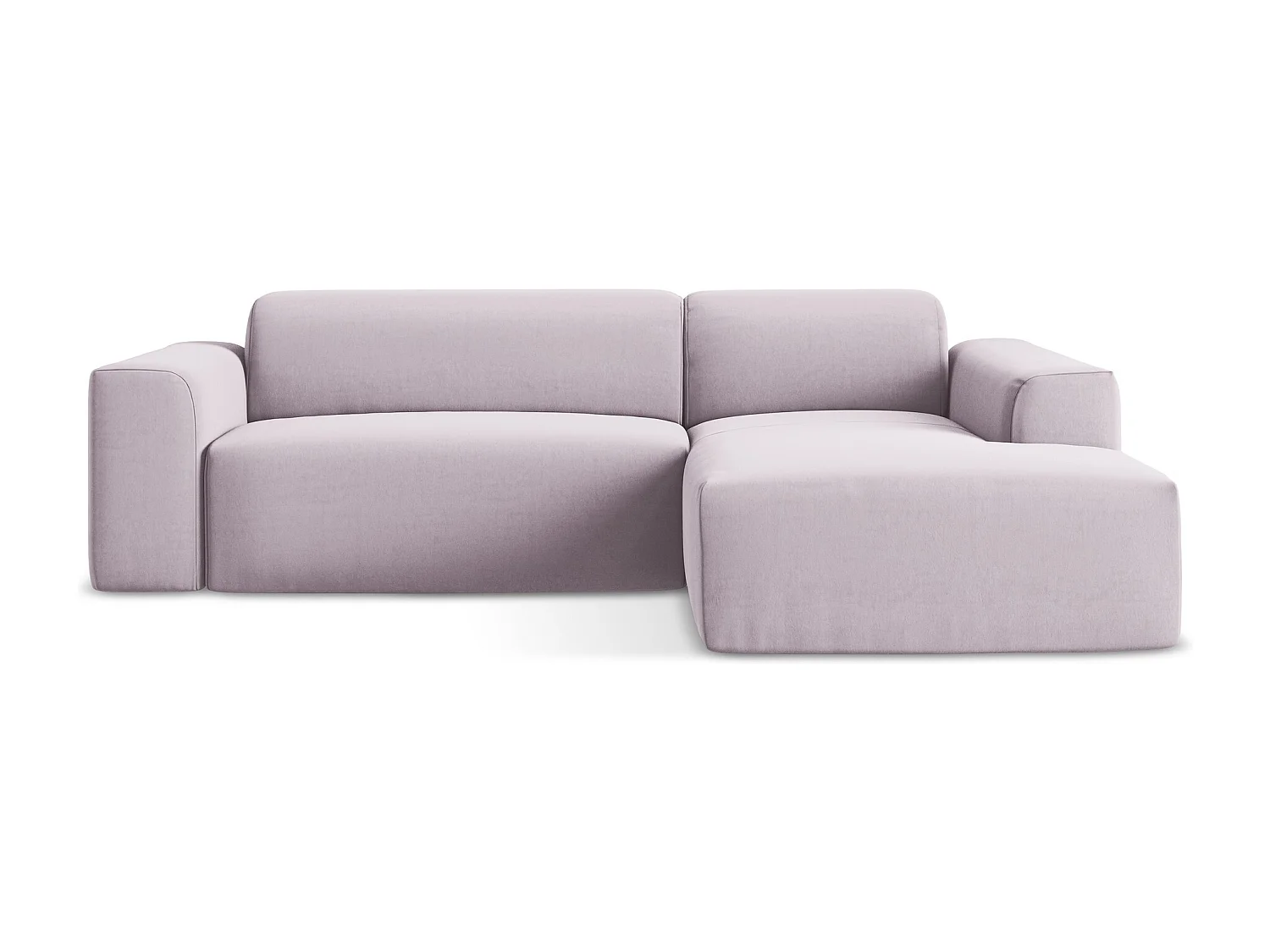 Canapé d'angle 3 places modulaire droit en velours - lavande - KELI