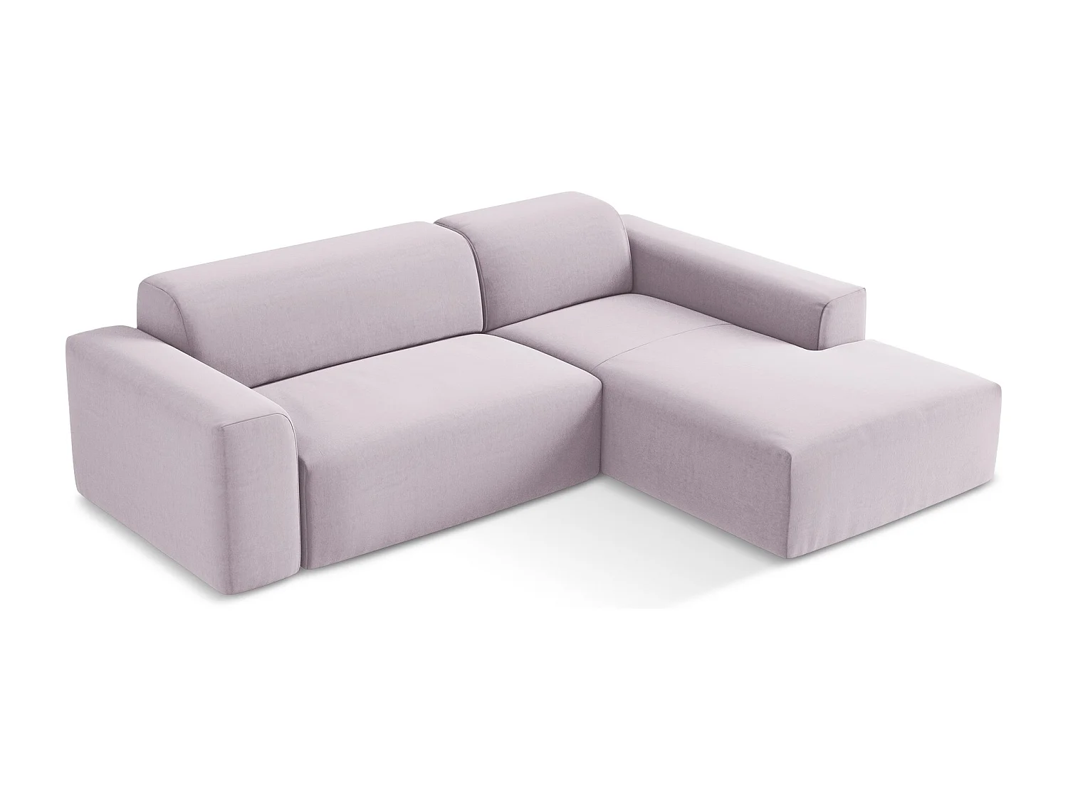 Canapé d'angle 3 places modulaire droit en velours - lavande - KELI