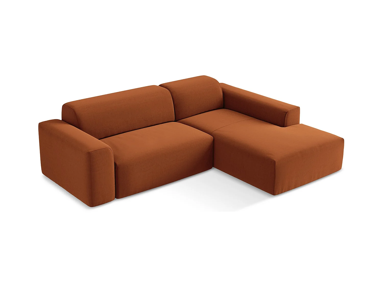 Modulaire hoekbank rechts van terracotta velours - KELI