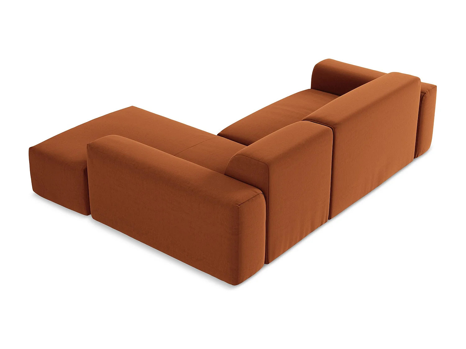 Canapé d'angle 3 places modulaire droit en velours - terre cuite - KELI