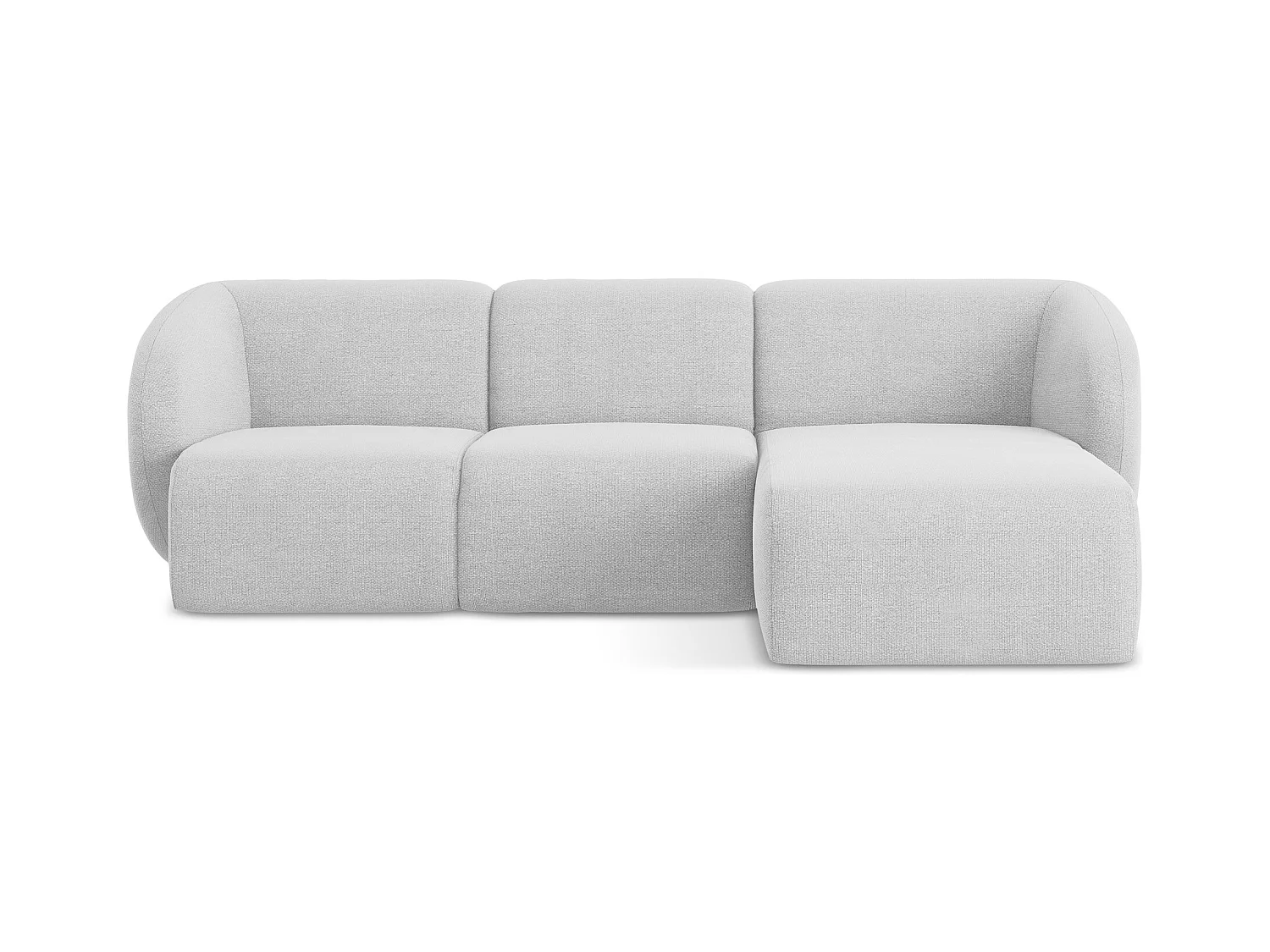 Narożnik prawostronny - z tkaniny bouclé - srebrny - LANI