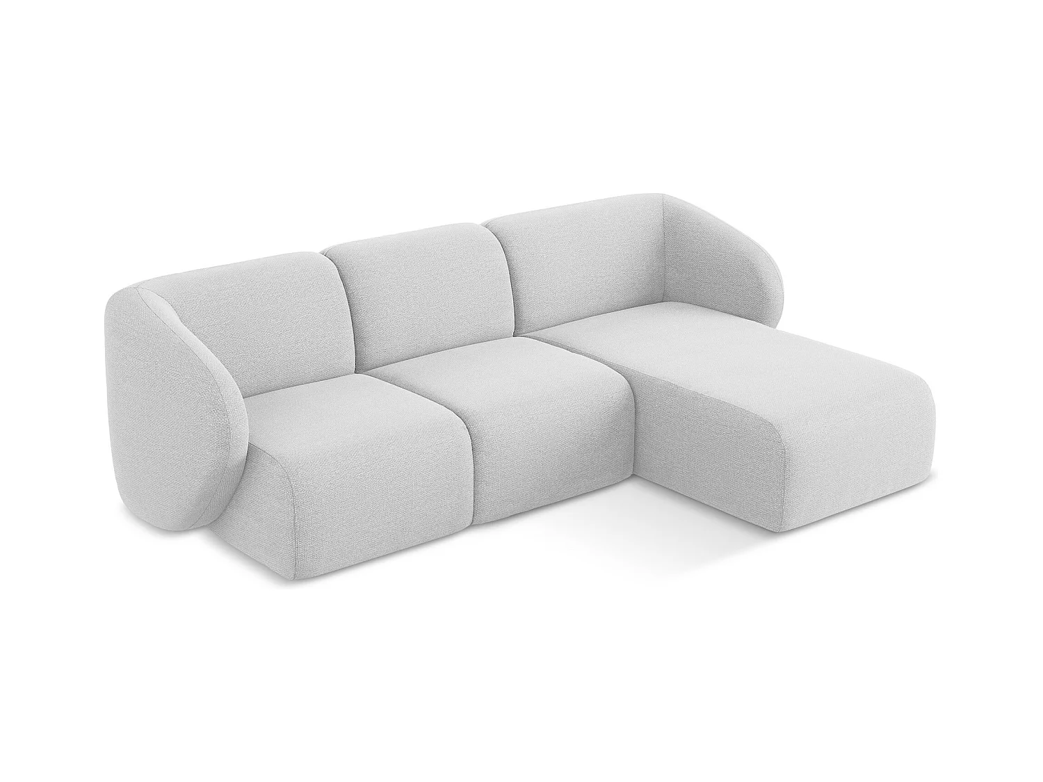 Narożnik prawostronny - z tkaniny bouclé - srebrny - LANI