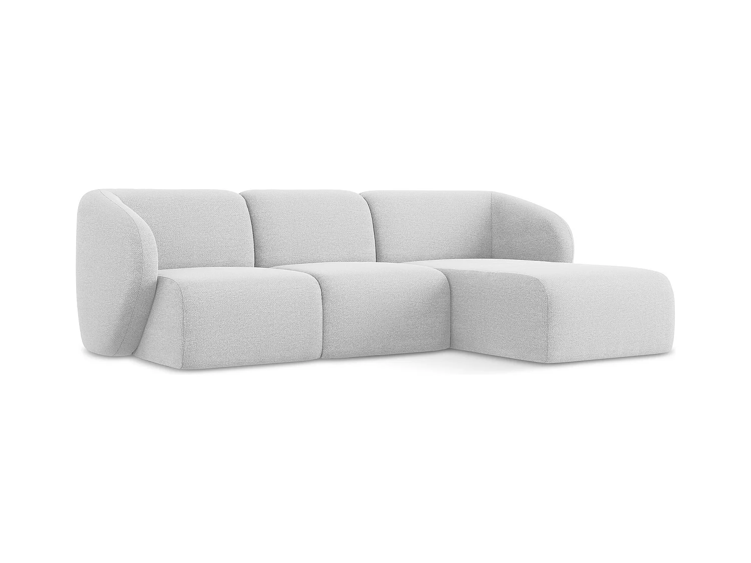 3-Sitzer Modulares Ecksofa - Ecke Rechts - Bouclé - Silber - LANI