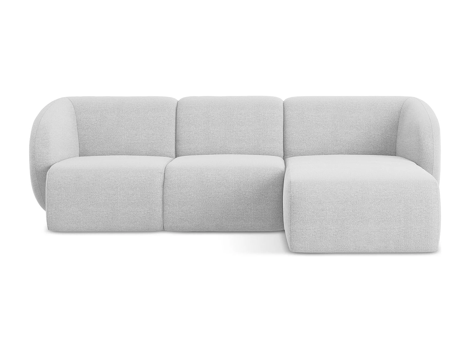 Canapé d'angle 3 places modulaire droit en tissu bouclette - argent - LANI