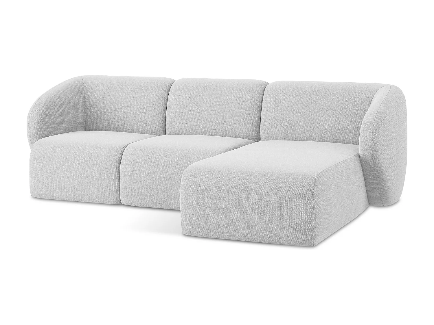 Canapé d'angle 3 places modulaire droit en tissu bouclette - argent - LANI