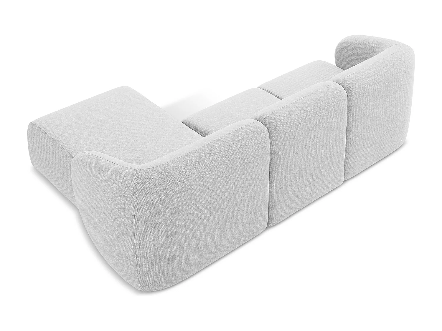 Canapé d'angle 3 places modulaire droit en tissu bouclette - argent - LANI