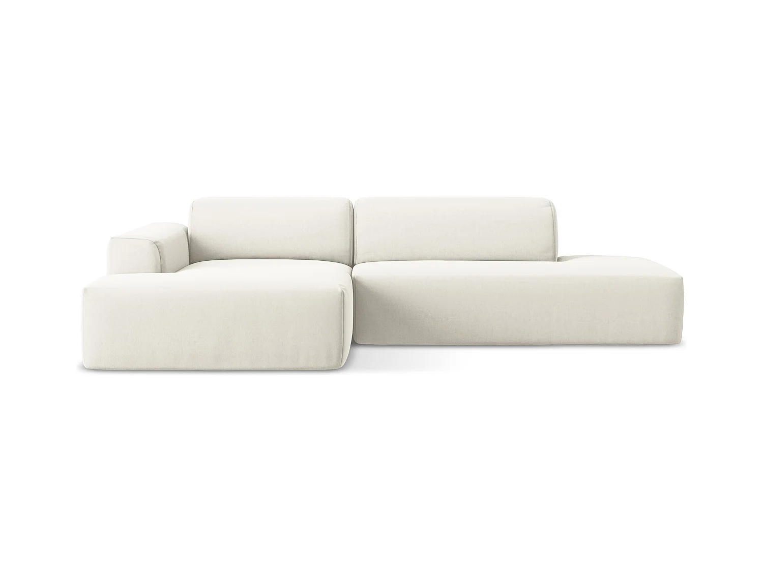 Modulaire hoekbank rechts van lichtbeige velours - KELI