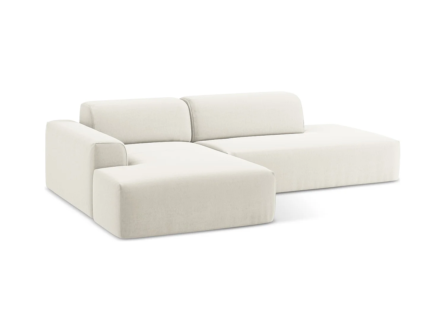 Modulaire hoekbank rechts van lichtbeige velours - KELI