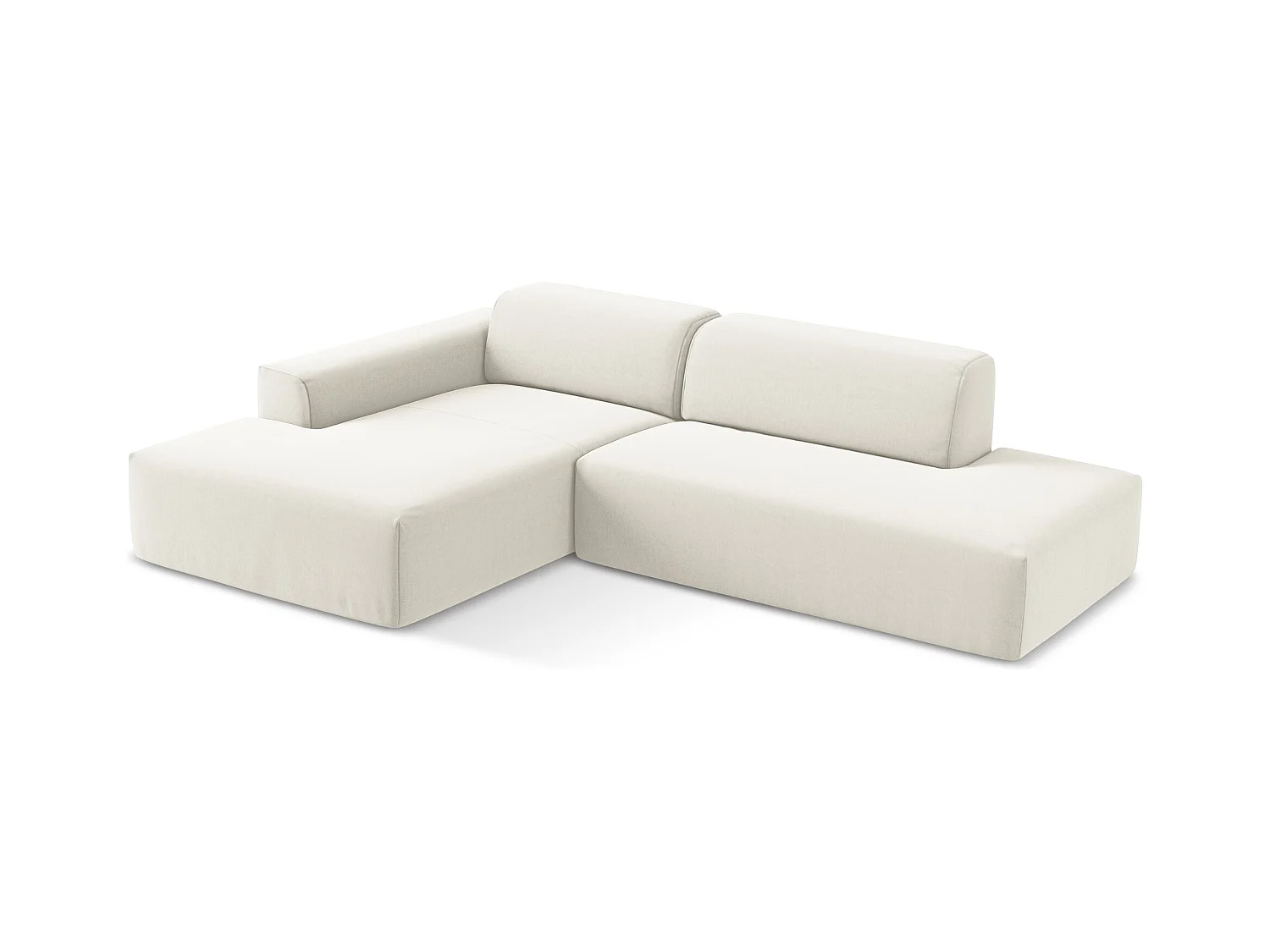 Modulaire hoekbank rechts van lichtbeige velours - KELI