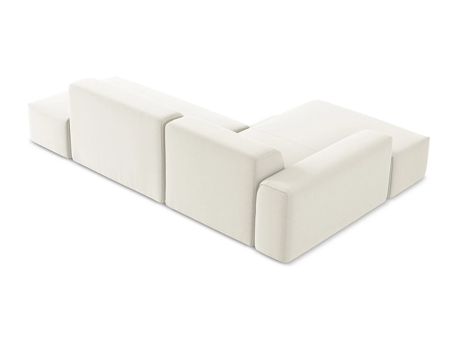 Canapé d'angle 3 places modulaire droit en velours - beige clair - KELI