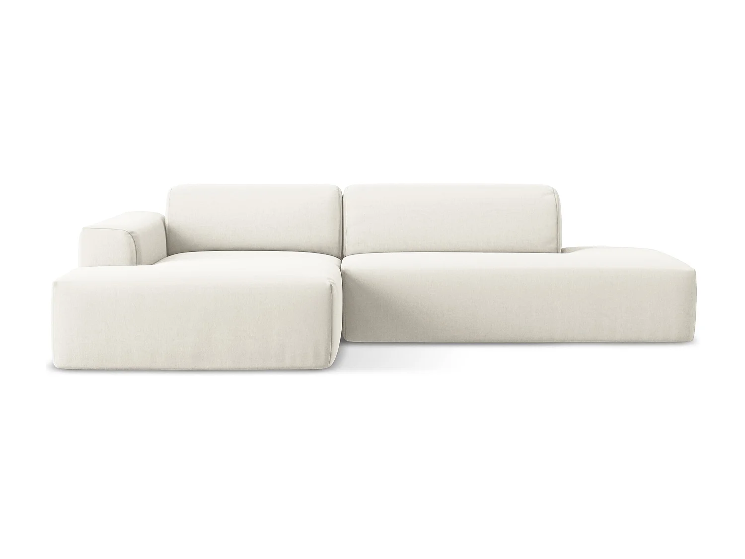 Canapé d'angle 3 places modulaire droit en velours - beige clair - KELI