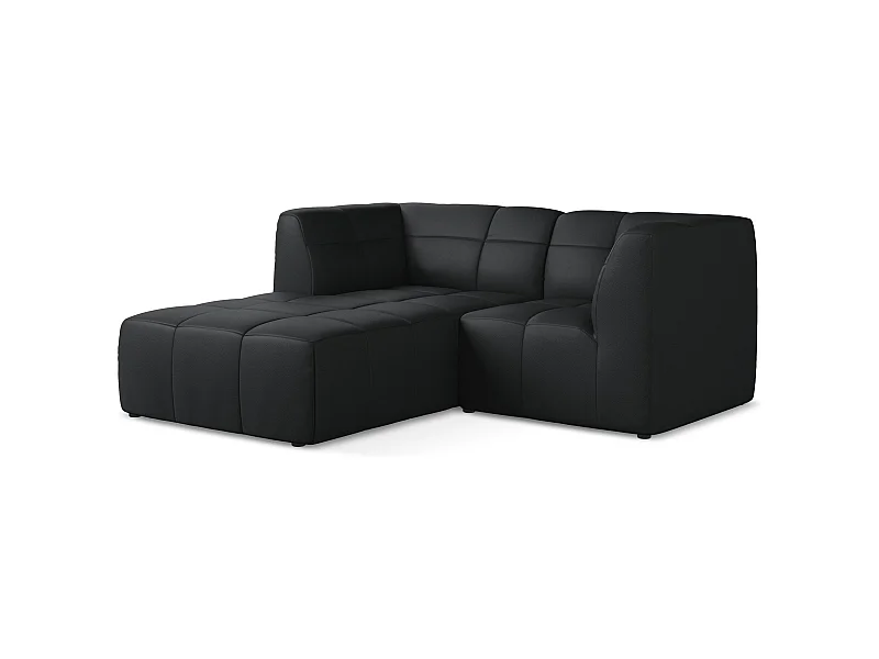 2,5-Sitzer Modulares Ecksofa - Ecke Links - Kunstleder - Schwarz - ALOHA