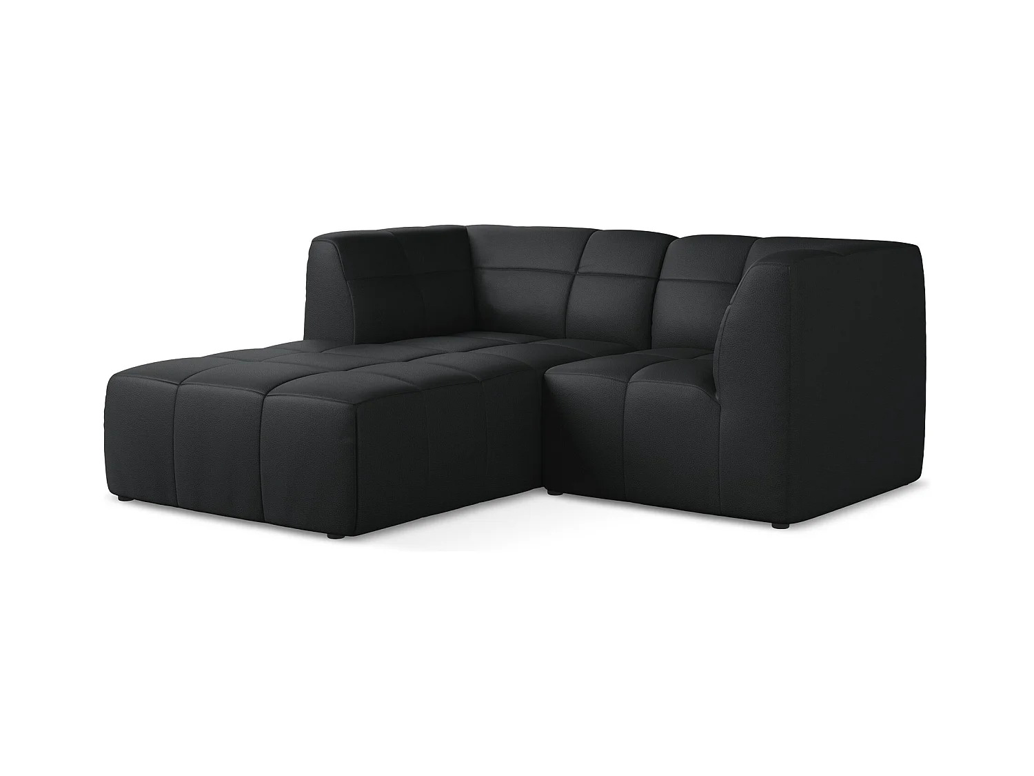 Canapé d'angle 2,5 places modulaire gauche en similicuir - noir - ALOHA