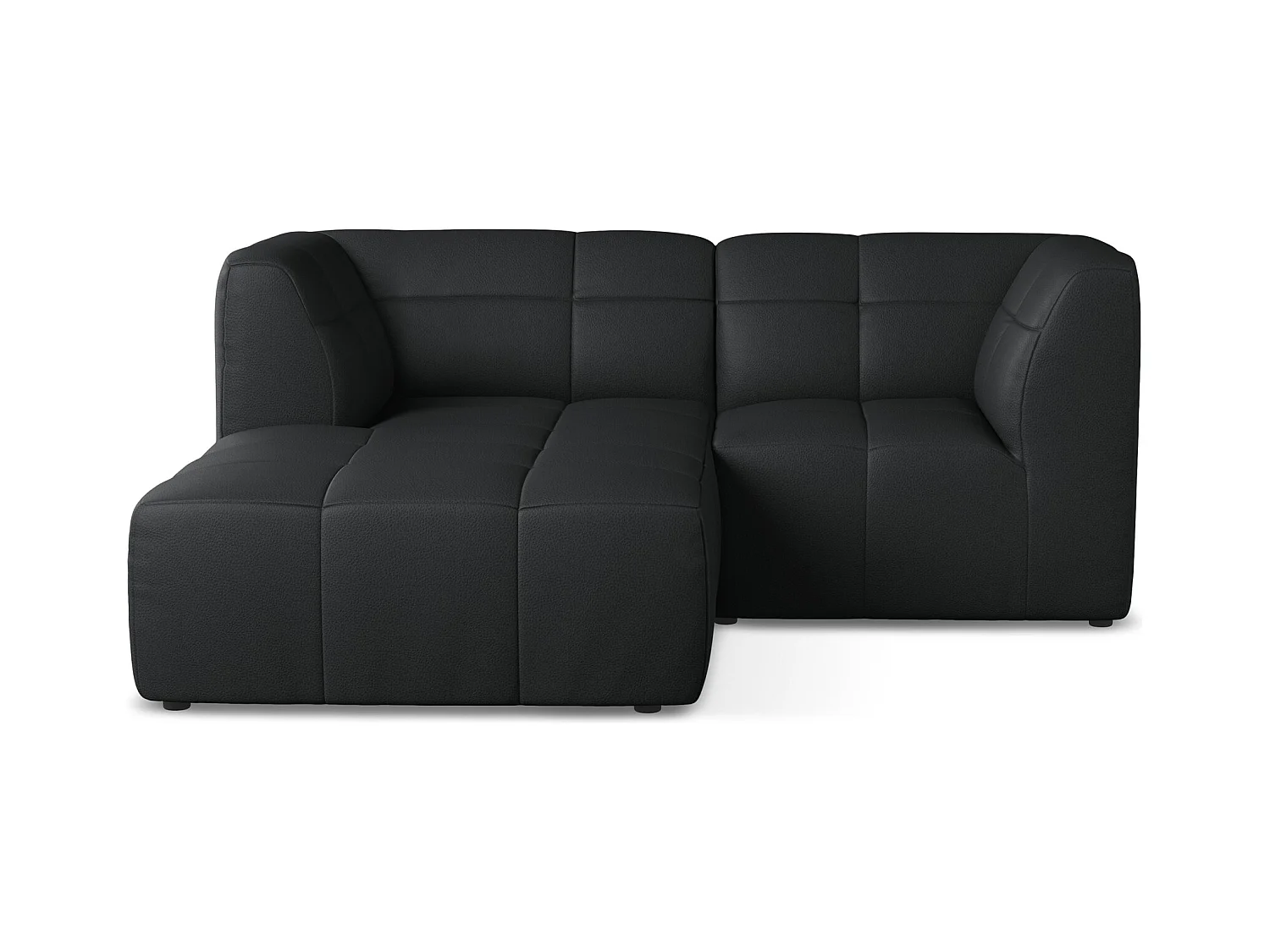 Canapé d'angle 2,5 places modulaire gauche en similicuir - noir - ALOHA