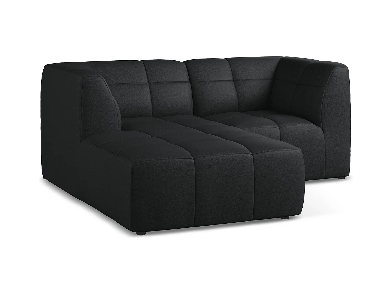 Canapé d'angle 2,5 places modulaire gauche en similicuir - noir - ALOHA