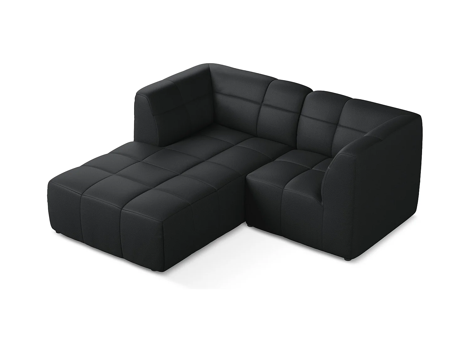 Canapé d'angle 2,5 places modulaire gauche en similicuir - noir - ALOHA