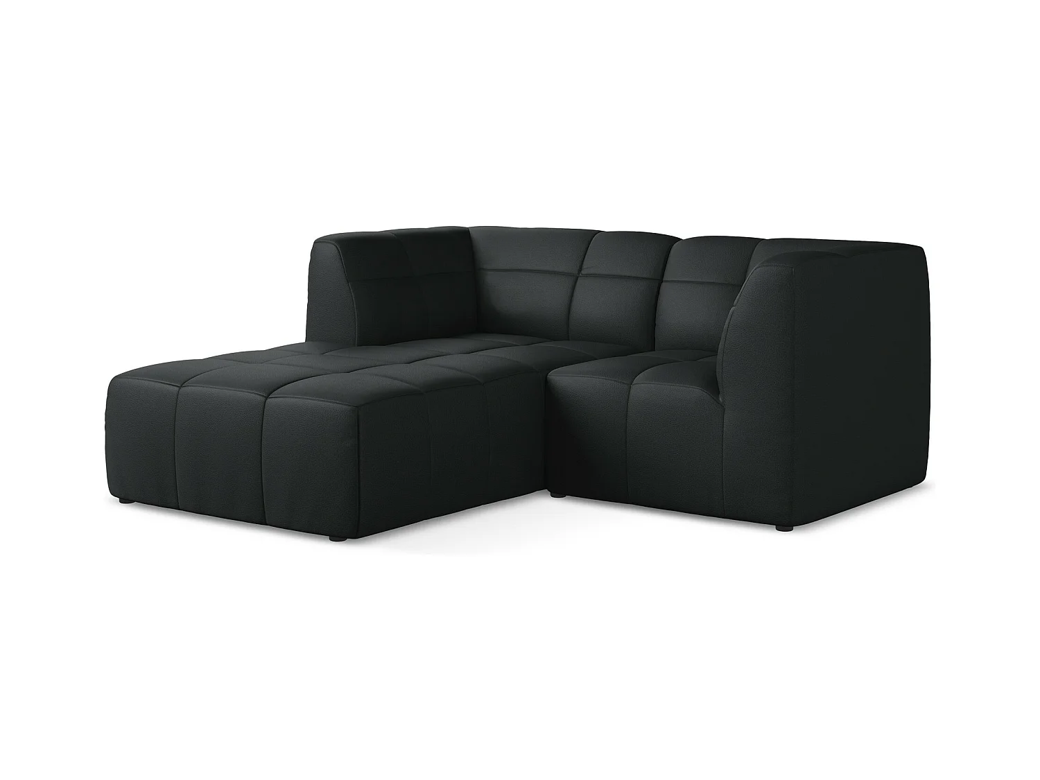 2,5-Sitzer Modulares Ecksofa - Ecke Links - Kunstleder - Schwarz - ALOHA