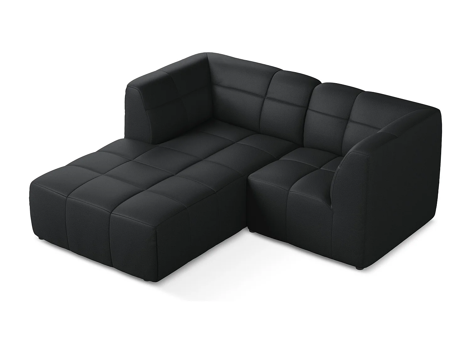 Sofá de canto modular esquerdo 2,5 lugares em couro sintético preto - ALOHA