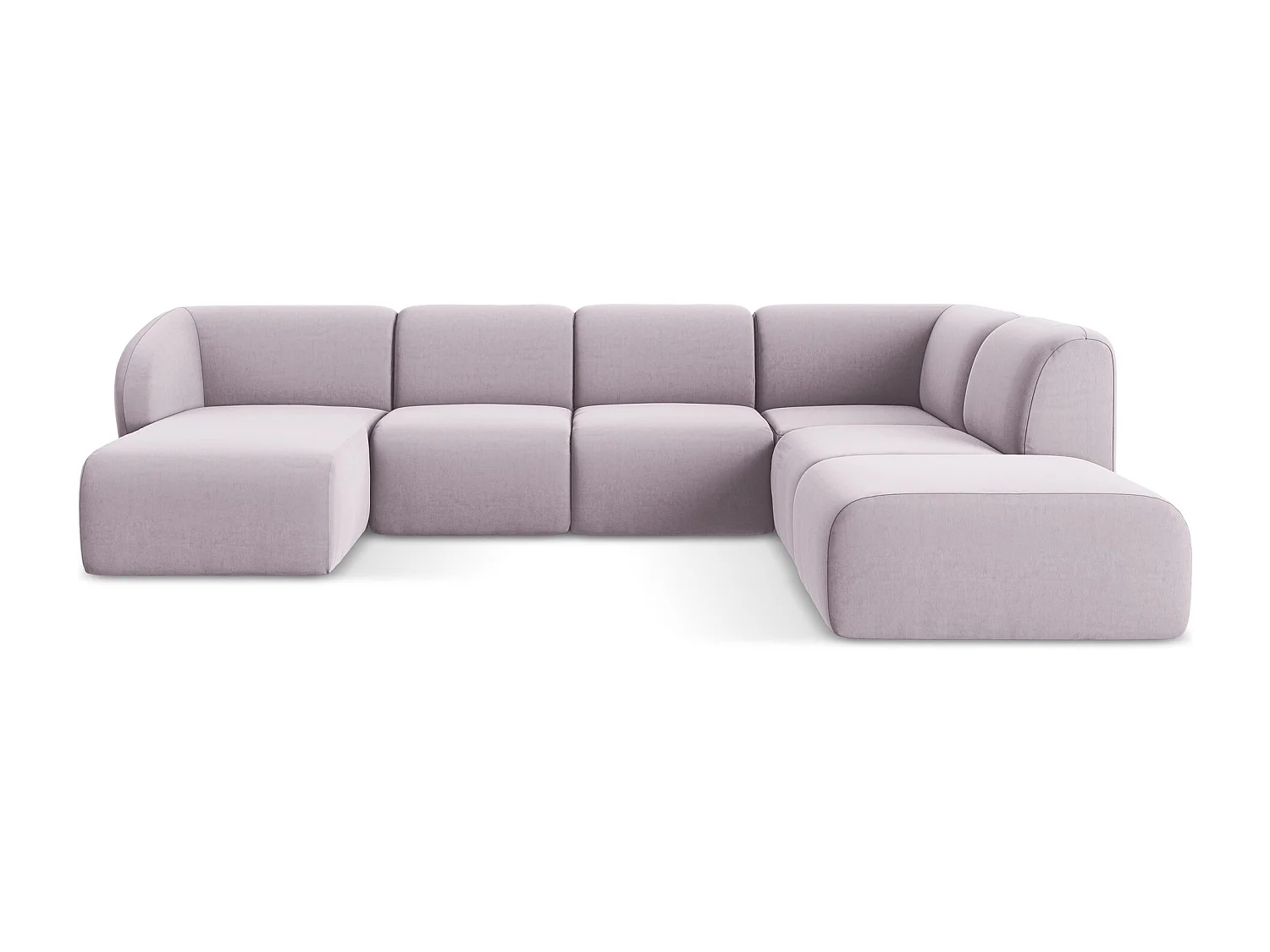 Canapé panoramique 5 places droit en velours - lavande - LANI