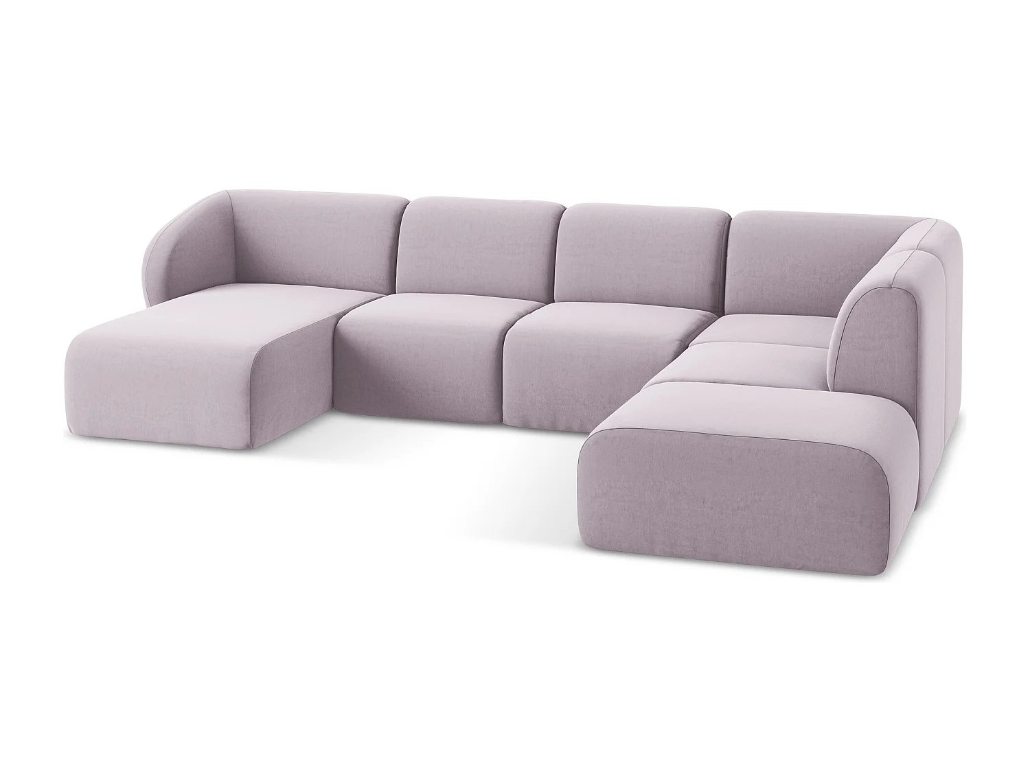 Canapé panoramique 5 places droit en velours - lavande - LANI