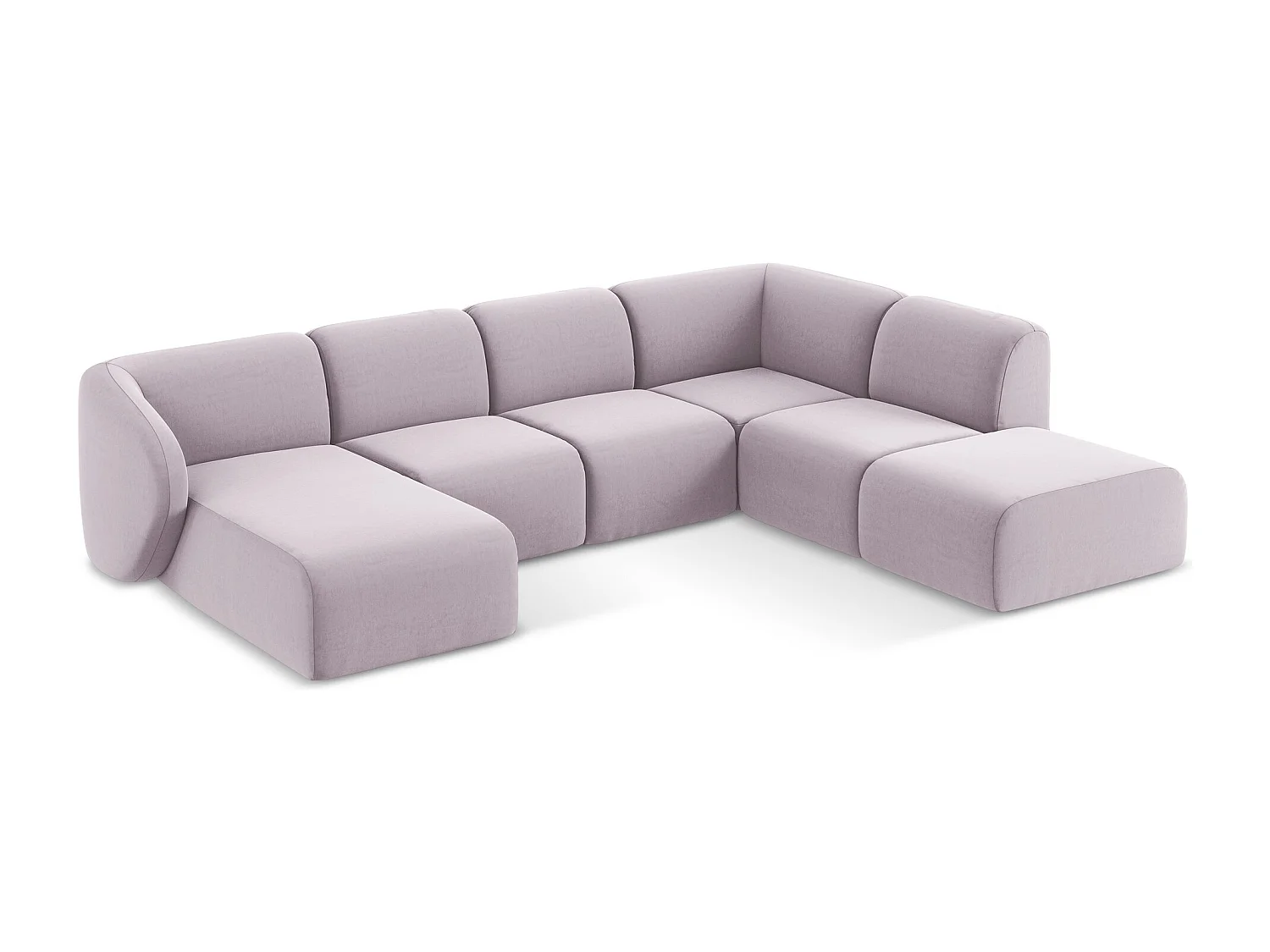 Canapé panoramique 5 places droit en velours - lavande - LANI