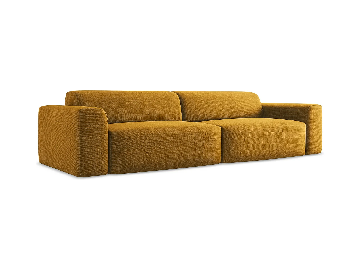 Canapé modulable 4 places en tissu texturé - moutarde - KELI