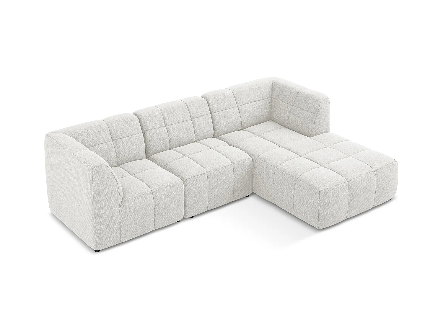 Canapé d'angle 3 places modulaire droit en tissu bouclette - blanc - ALOHA