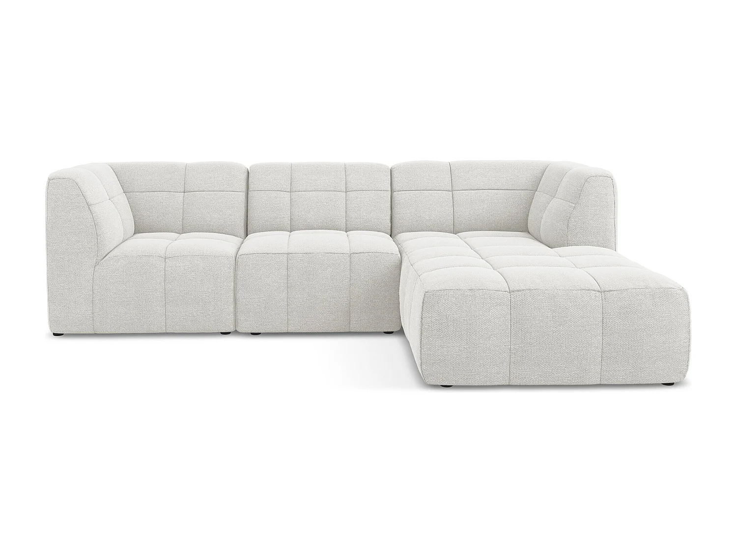 Canapé d'angle 3 places modulaire droit en tissu bouclette - blanc - ALOHA