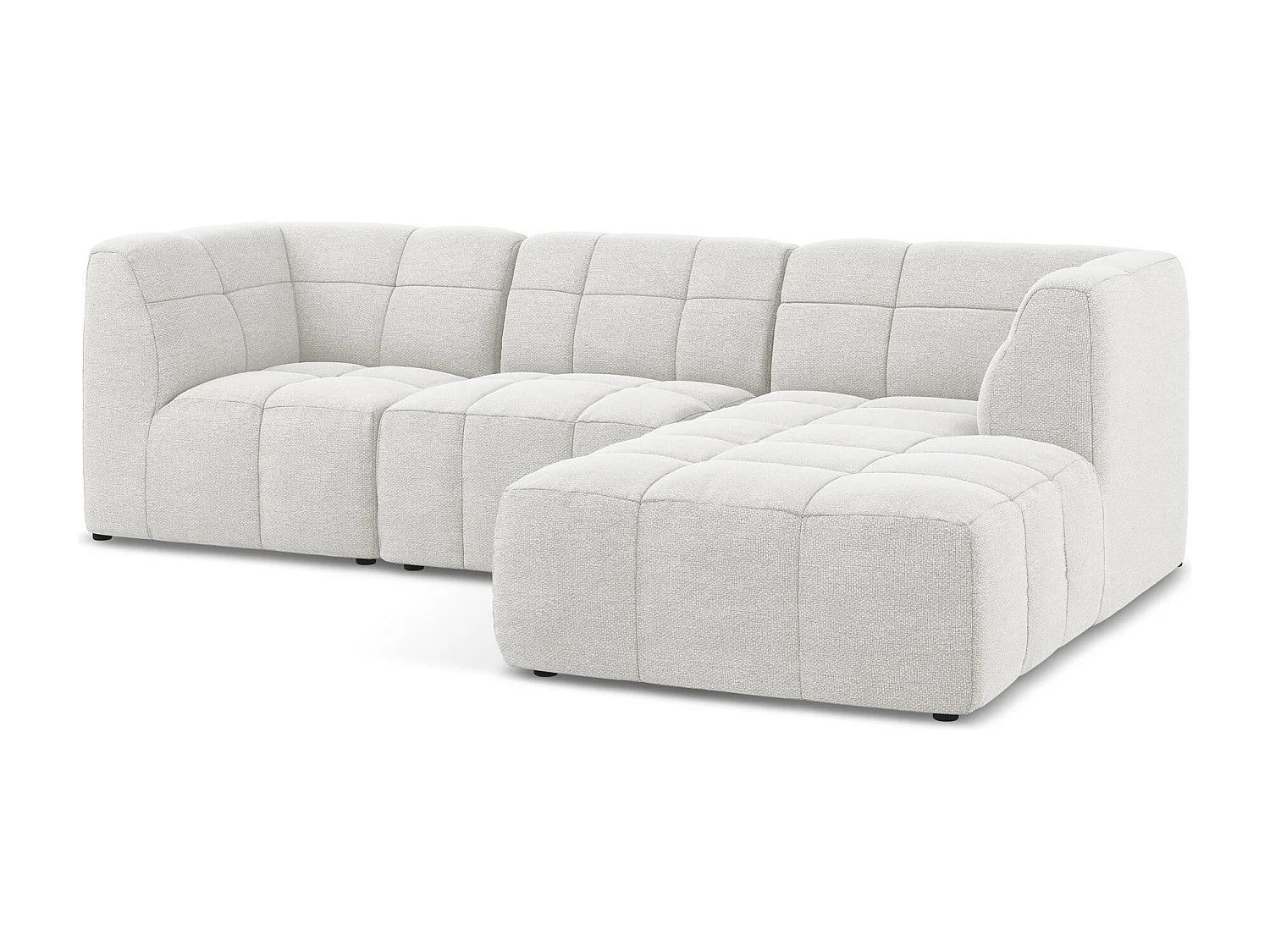 Canapé d'angle 3 places modulaire droit en tissu bouclette - blanc - ALOHA