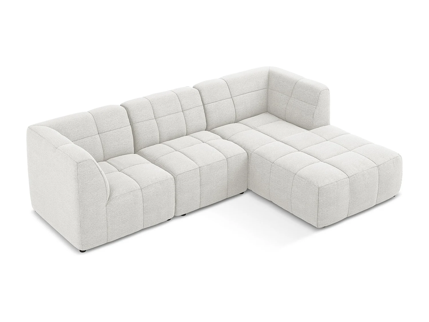 Canapé d'angle 3 places modulaire droit en tissu bouclette - blanc - ALOHA