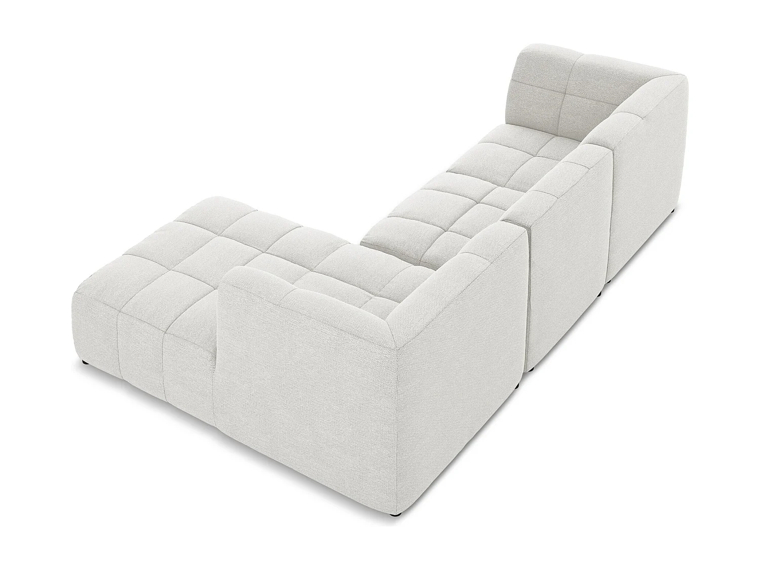 Canapé d'angle 3 places modulaire droit en tissu bouclette - blanc - ALOHA