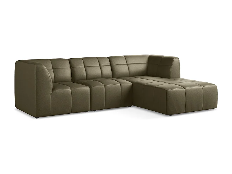 Modulaire hoekbank rechts van olijfgroen kunstleer - ALOHA