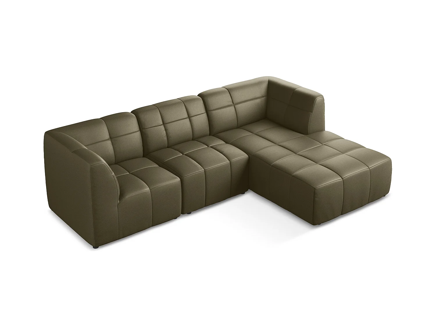 Modulaire hoekbank rechts van olijfgroen kunstleer - ALOHA