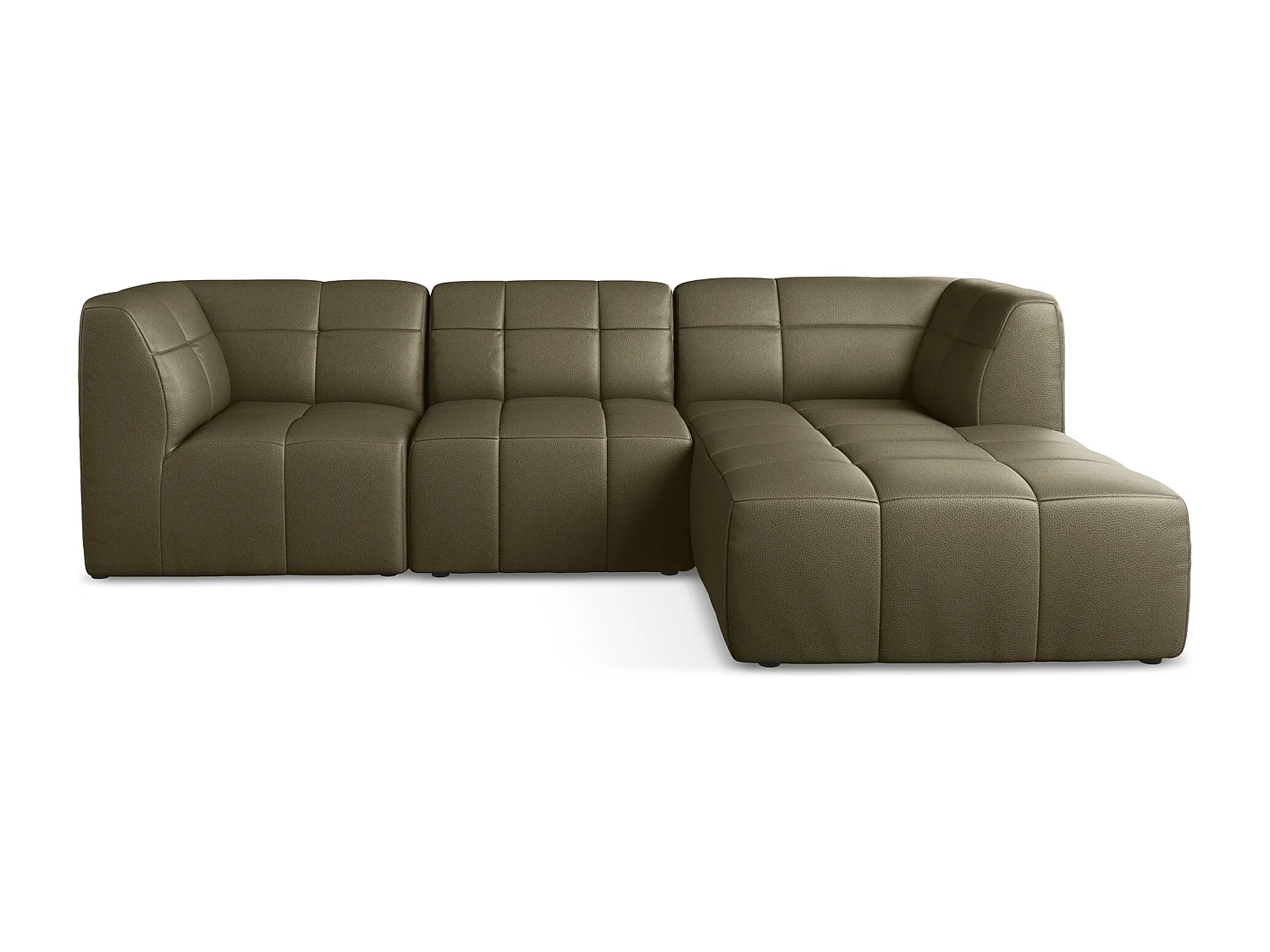 Modulaire hoekbank rechts van olijfgroen kunstleer - ALOHA