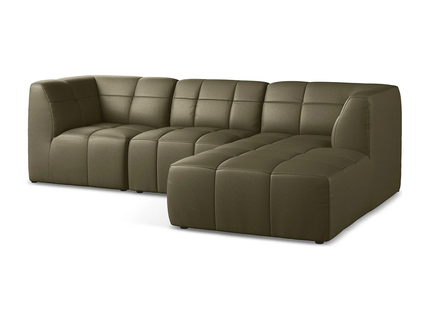 Modulaire hoekbank rechts van olijfgroen kunstleer - ALOHA