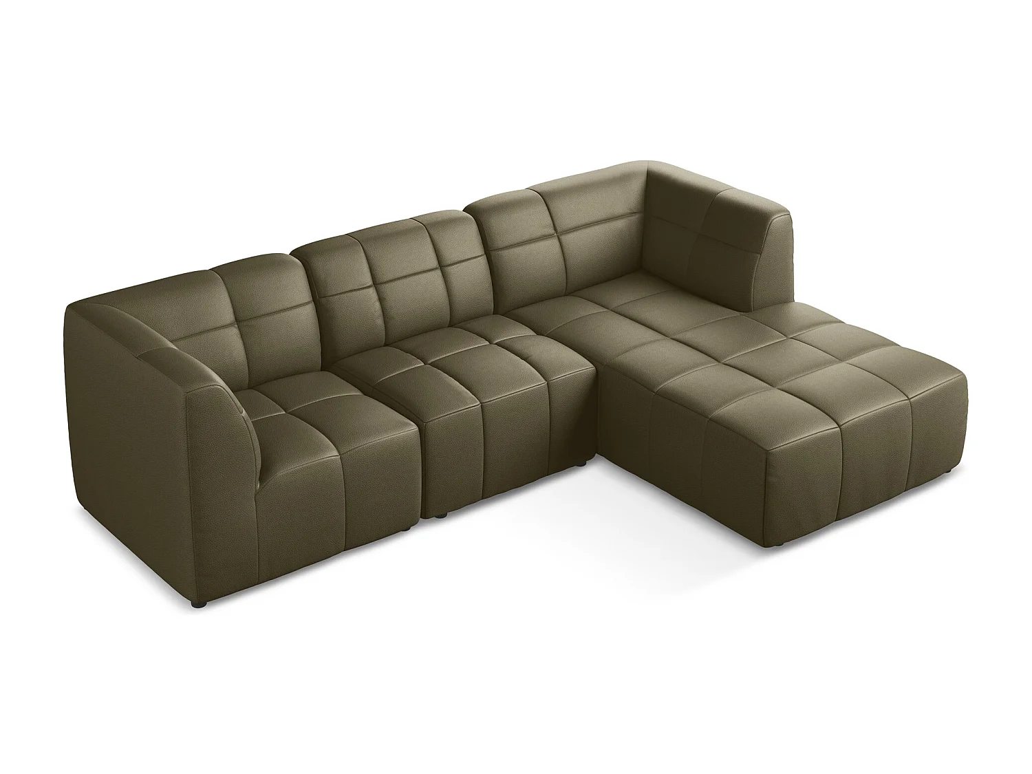 Modulaire hoekbank rechts van olijfgroen kunstleer - ALOHA