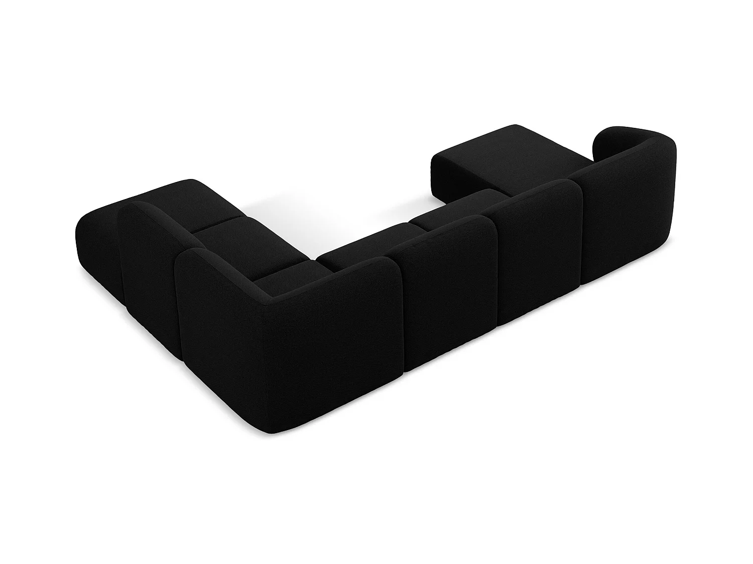 Sofa panoramiczna prawa - z tkaniny bouclé - czarny - LANI