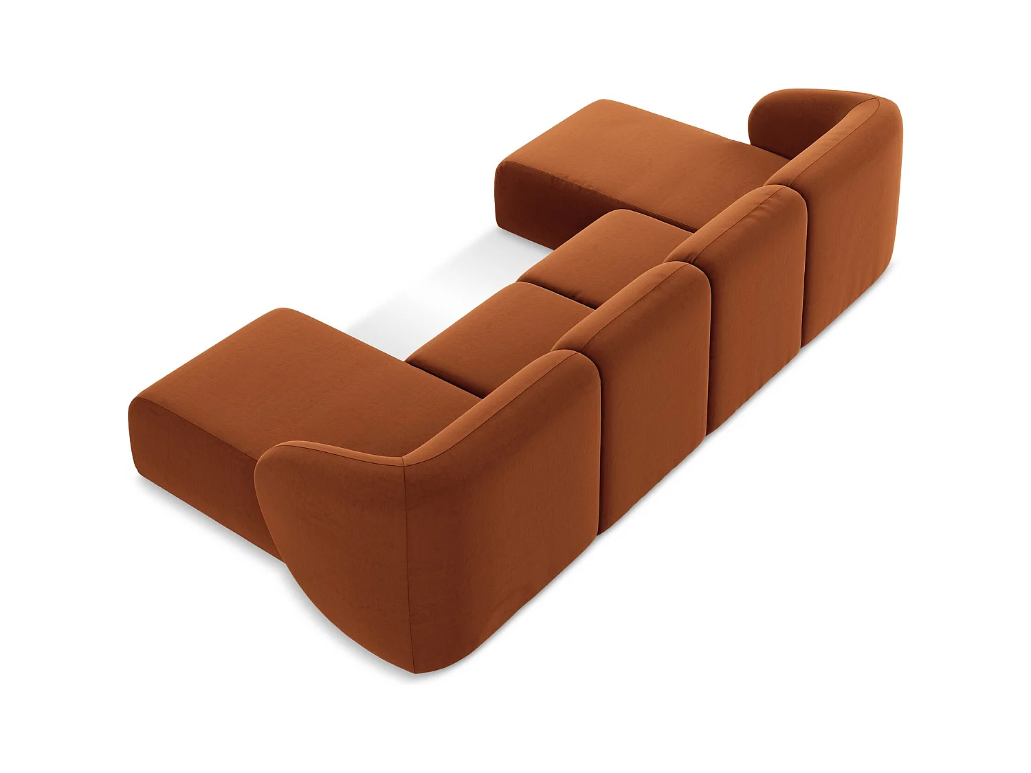 Große Wohnlandschaft - - Samt - Terrakotta - LANI