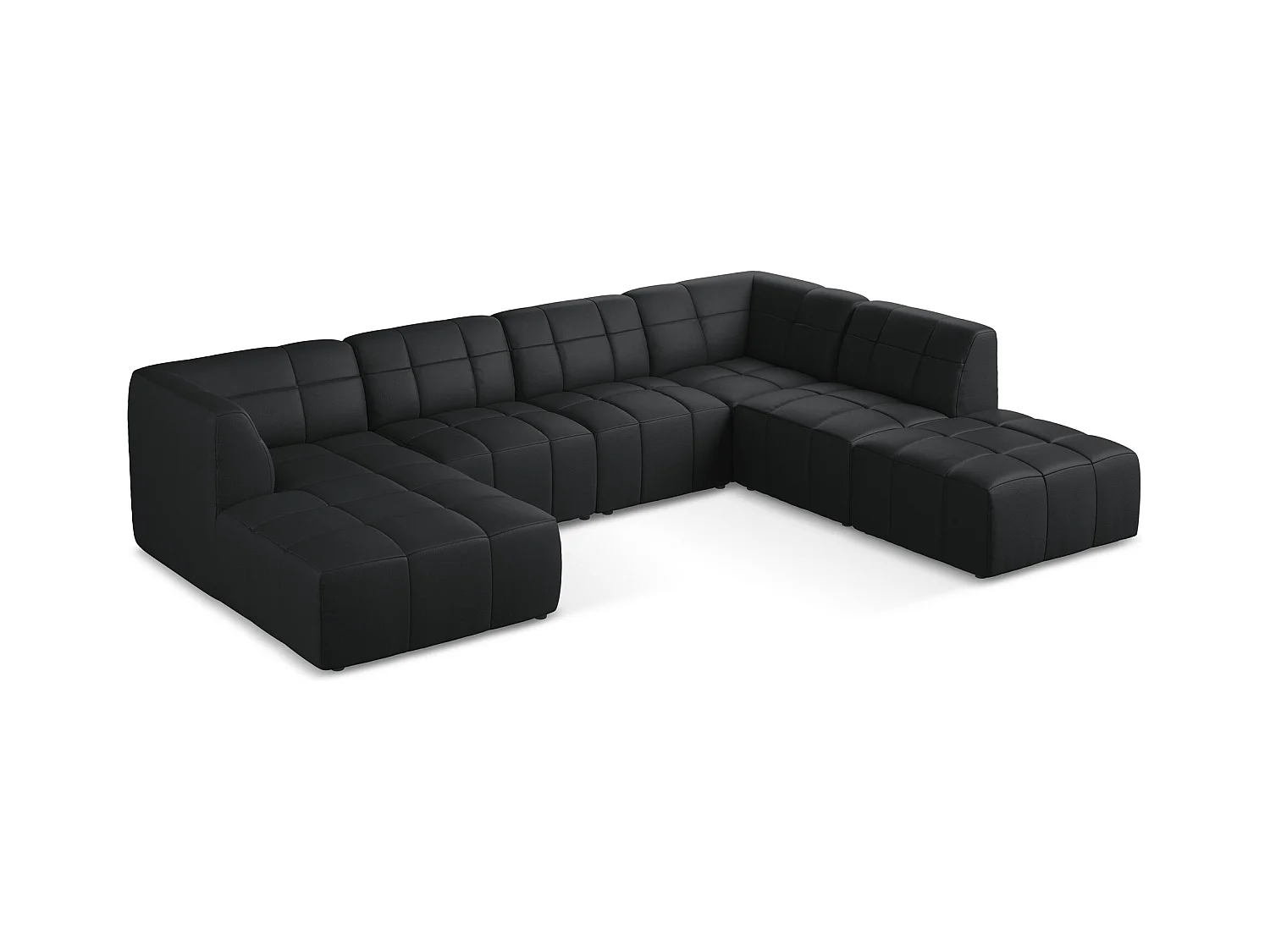 Große Wohnlandschaft - - Kunstleder - Schwarz - ALOHA