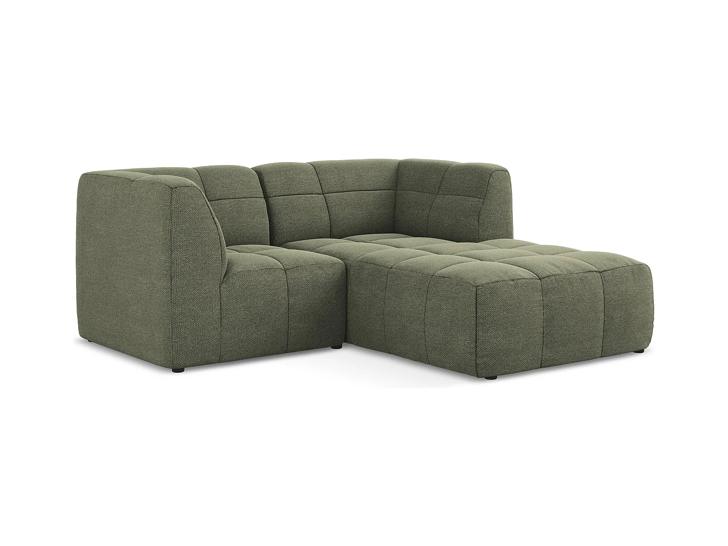 Modulaire hoekbank rechts van olijfgroen bouclé - ALOHA