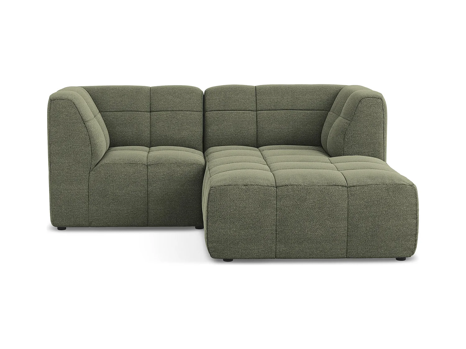 Modulaire hoekbank rechts van olijfgroen bouclé - ALOHA