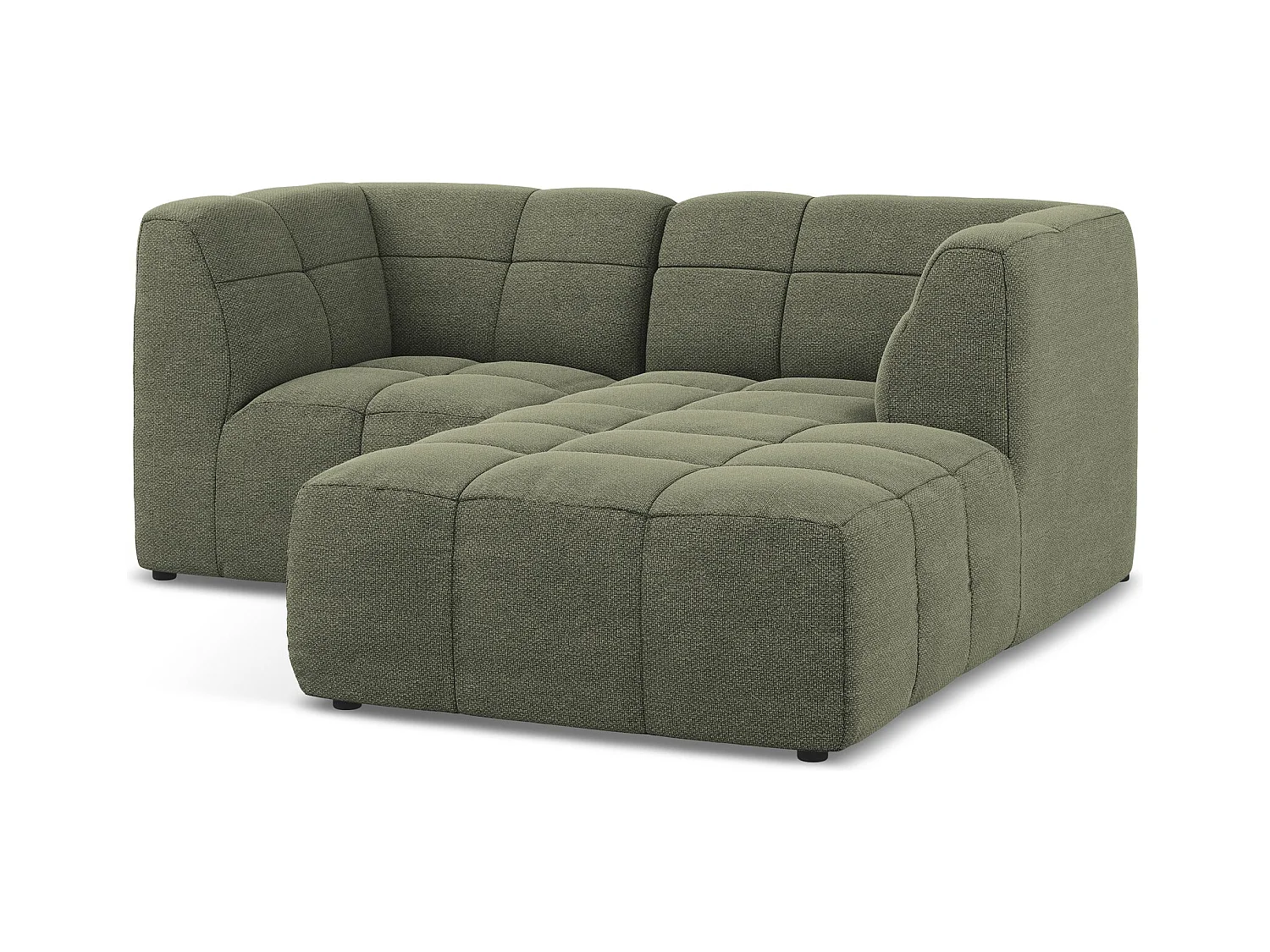 Modulaire hoekbank rechts van olijfgroen bouclé - ALOHA