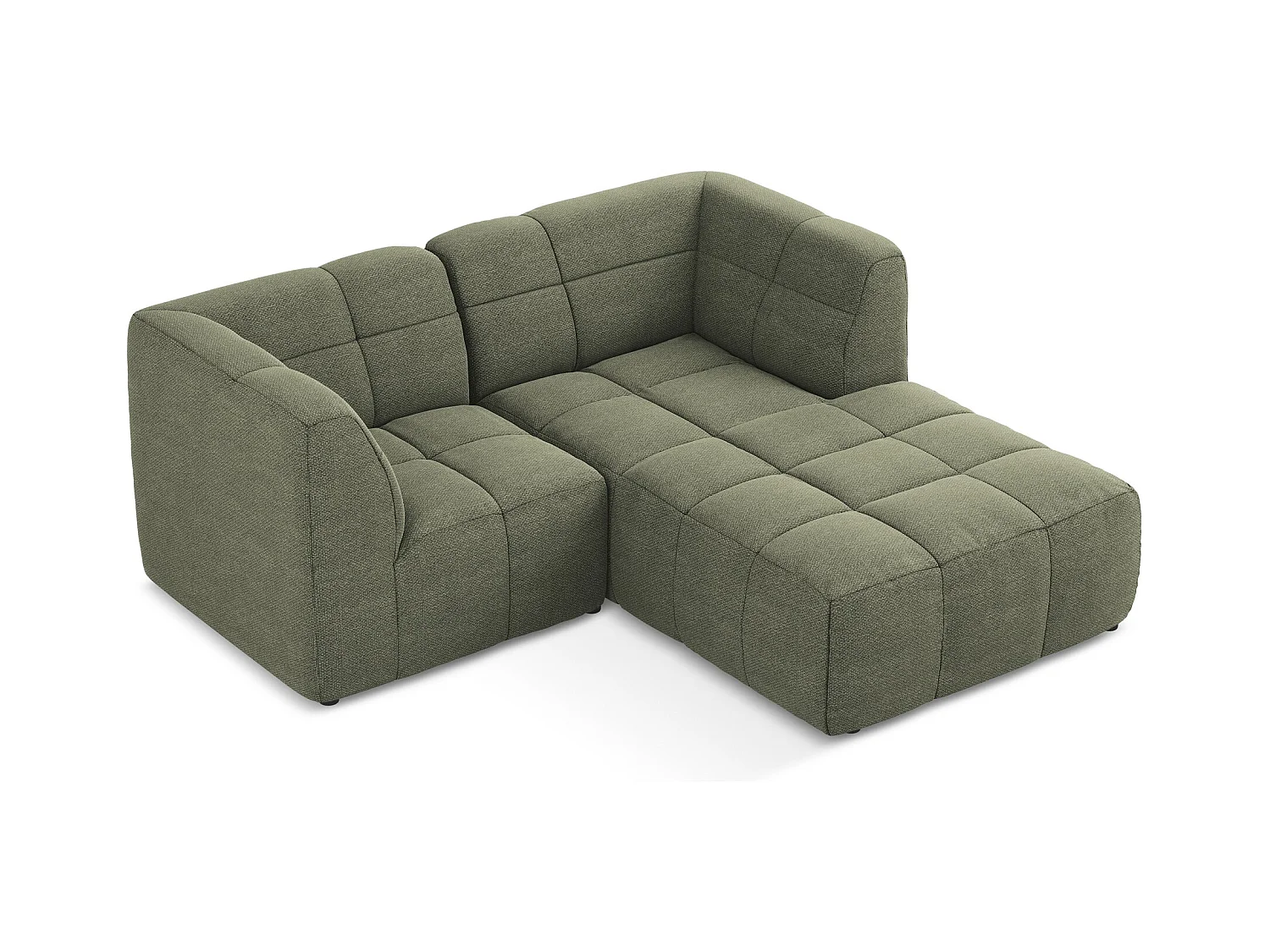 Modulaire hoekbank rechts van olijfgroen bouclé - ALOHA