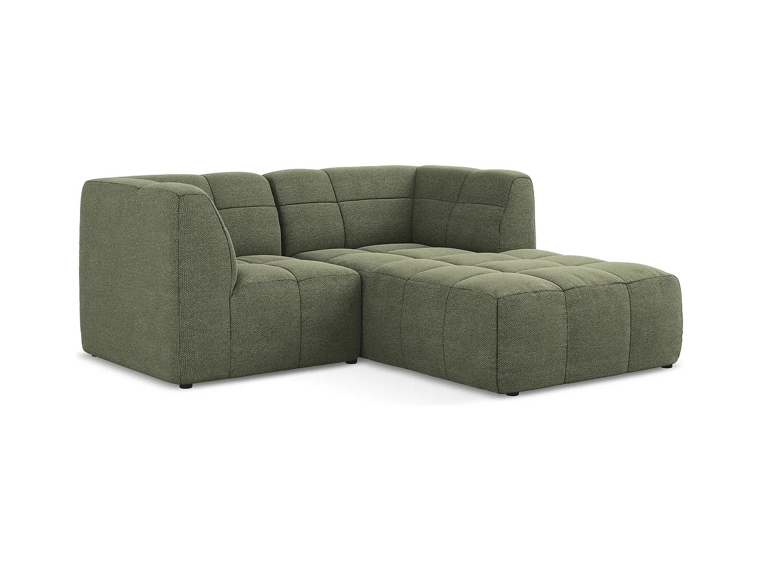 2,5-Sitzer Modulares Ecksofa - Ecke Rechts - Bouclé - Olive - ALOHA