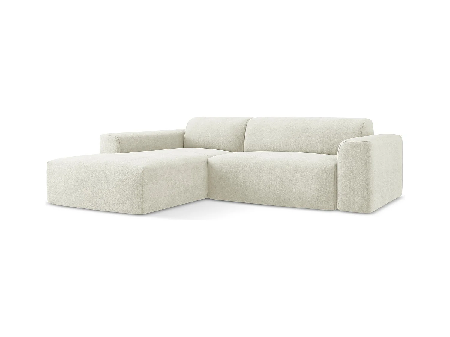 Canapé d'angle 3 places modulaire gauche en tissu texturé - beige - KELI