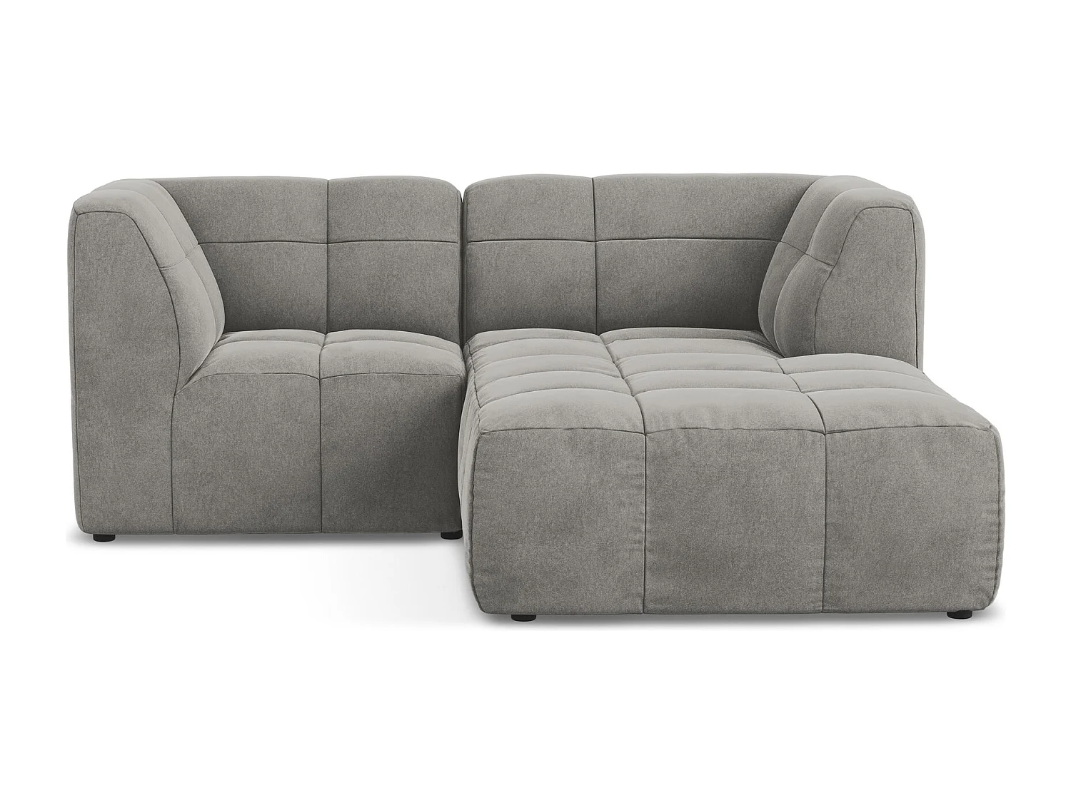 Sofá de canto modular direito 2,5 lugares em veludo cinza - ALOHA