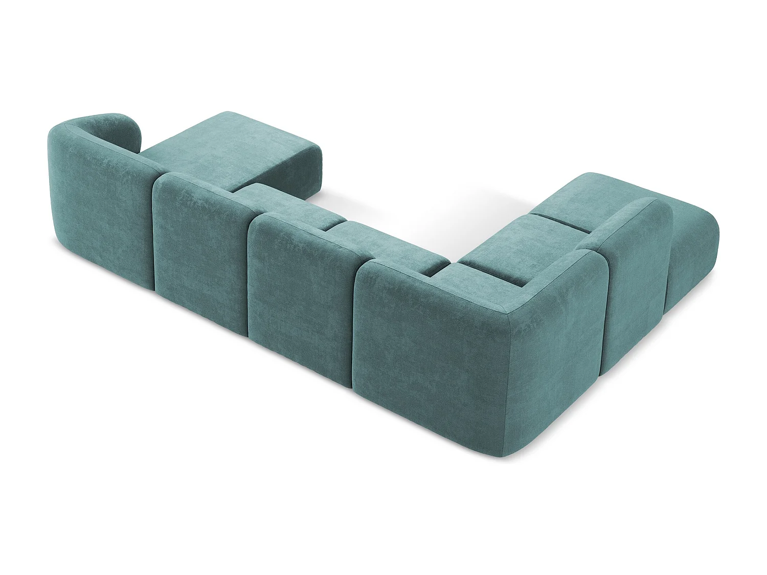 Panoramische hoekbank links van jeans chenille stof - LANI