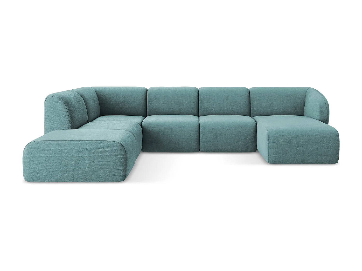 Canapé panoramique 5 places gauche en tissu chenille - jeans - LANI