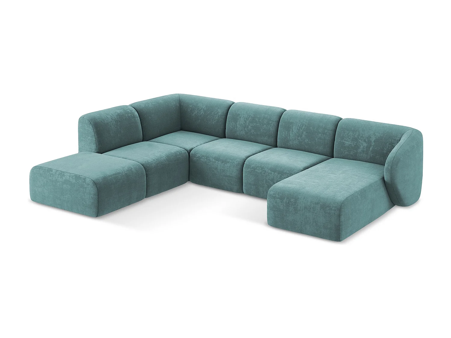 Canapé panoramique 5 places gauche en tissu chenille - jeans - LANI